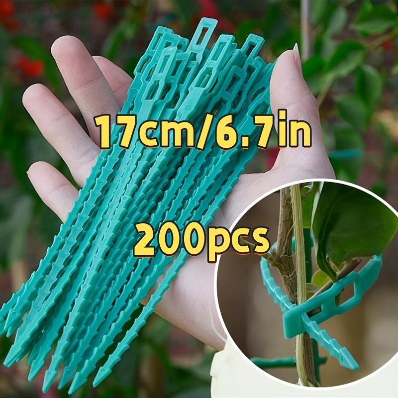 E-shop 200/100 Stück Wiederverwendbare Garten-Kabelbinder | Verstellbare Nylon-Kabelbinder für Pflanzenstütze, Weinreben- & Sträucher-Organizer -