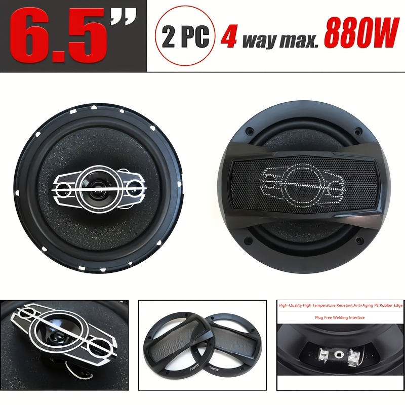 TEMU 1-pair 6 Inch 600w Car Hifi Coaxial Speaker With Dust Cover And Audio Cable, Car Door Auto Audio Music Stereo Full Range Frequency Speakers