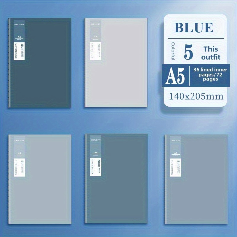 TEMU Customize 5pcs A5/b5 34-page Notebook, Thickened Easy Horizontal Line Notebook, Thread-bound Notebook, Sewn Diary, Exercise Book