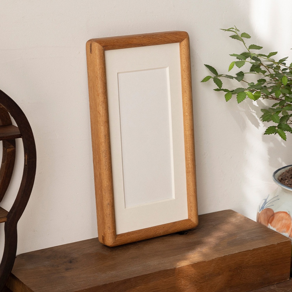 Solid Wood Photo Frame 8 X 15 Cm Walnut Or Natural End with Beige Mat Board