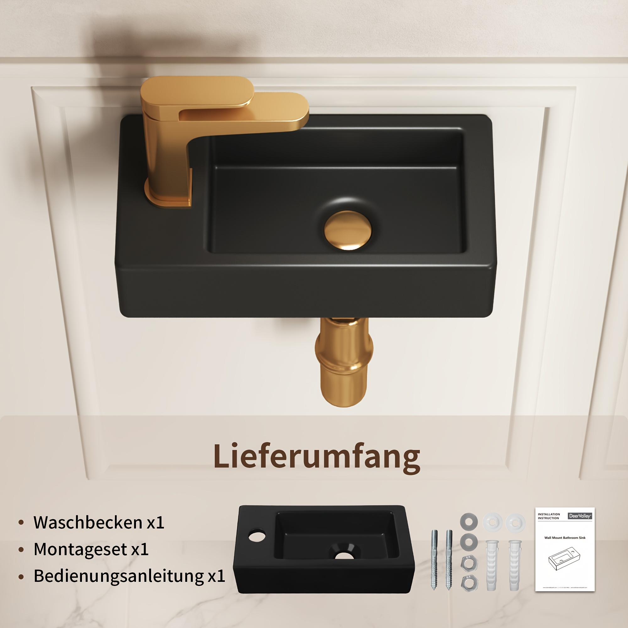   14,6 zoll x 7 zoll rechteckiges wandmontiertes waschbecken aus weißer keramik mit einzelnem wasserhahnloch auf der   seite