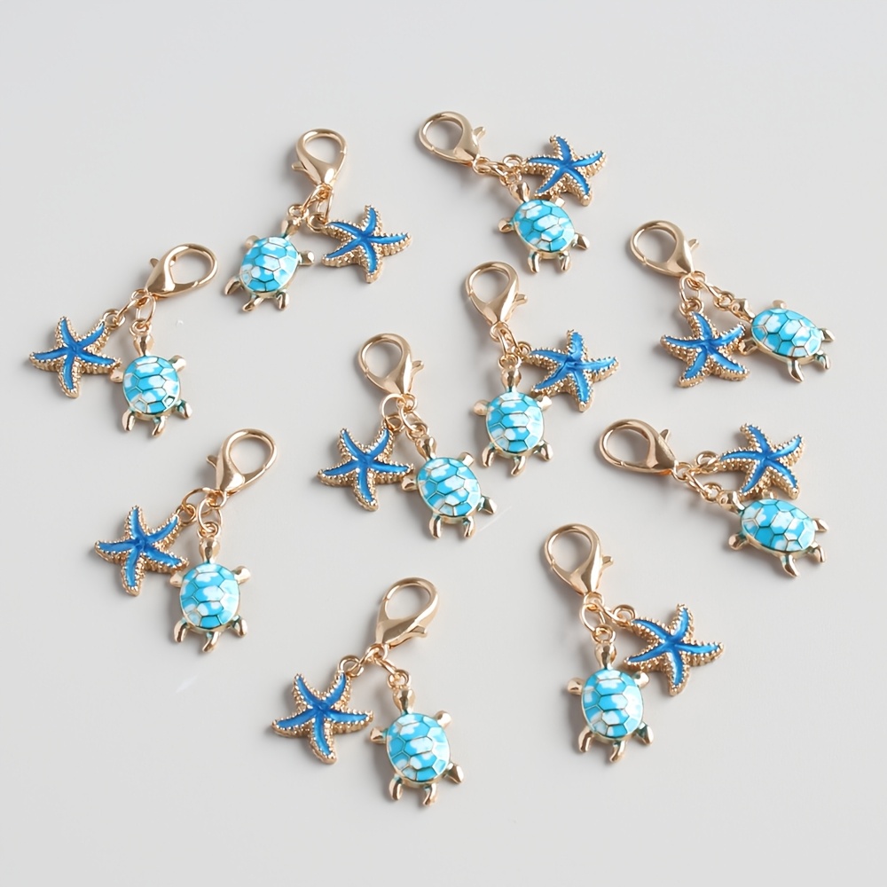 TEMU 10 ciondoli portachiavi a forma di blu smaltata e stella marina, stile nautico in metallo per borse, chiavi, accessori quotidiani, regalo