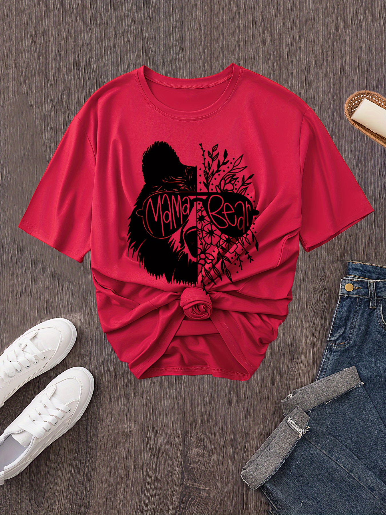 Graphic Print T shirt Plus Size Short Sleeve Crew Neck - Temu New Zealand