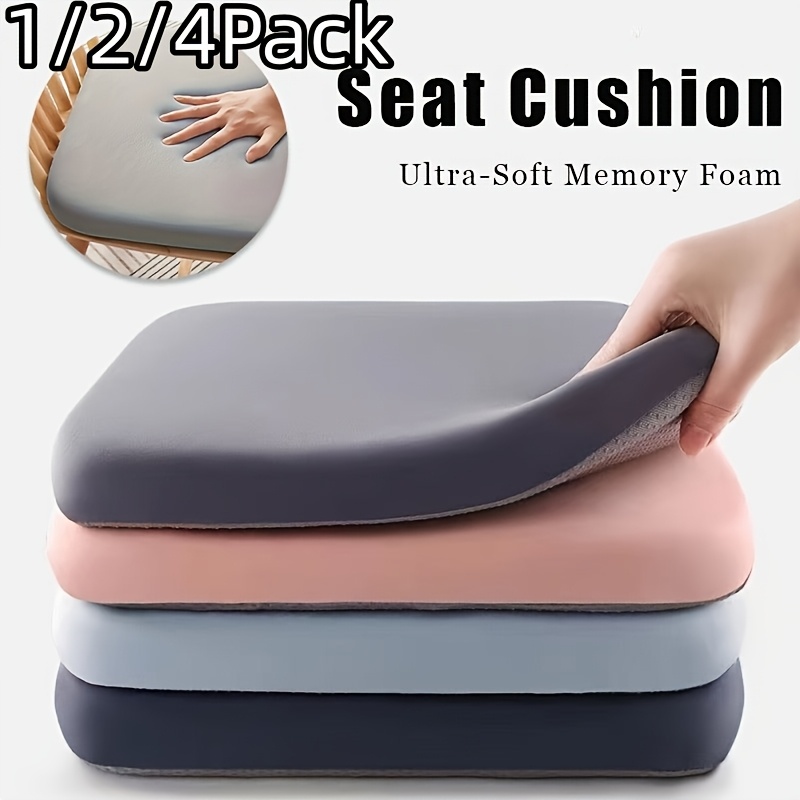 TEMU 1/2/4 Packthickened Comfortable Seat Cushion, 4cm High-elastic Memory Foam Core, Removable Wear-resistant Cover, Non-slip Bottom Design, Suitable For Hard Office Chairs And Student Chairs