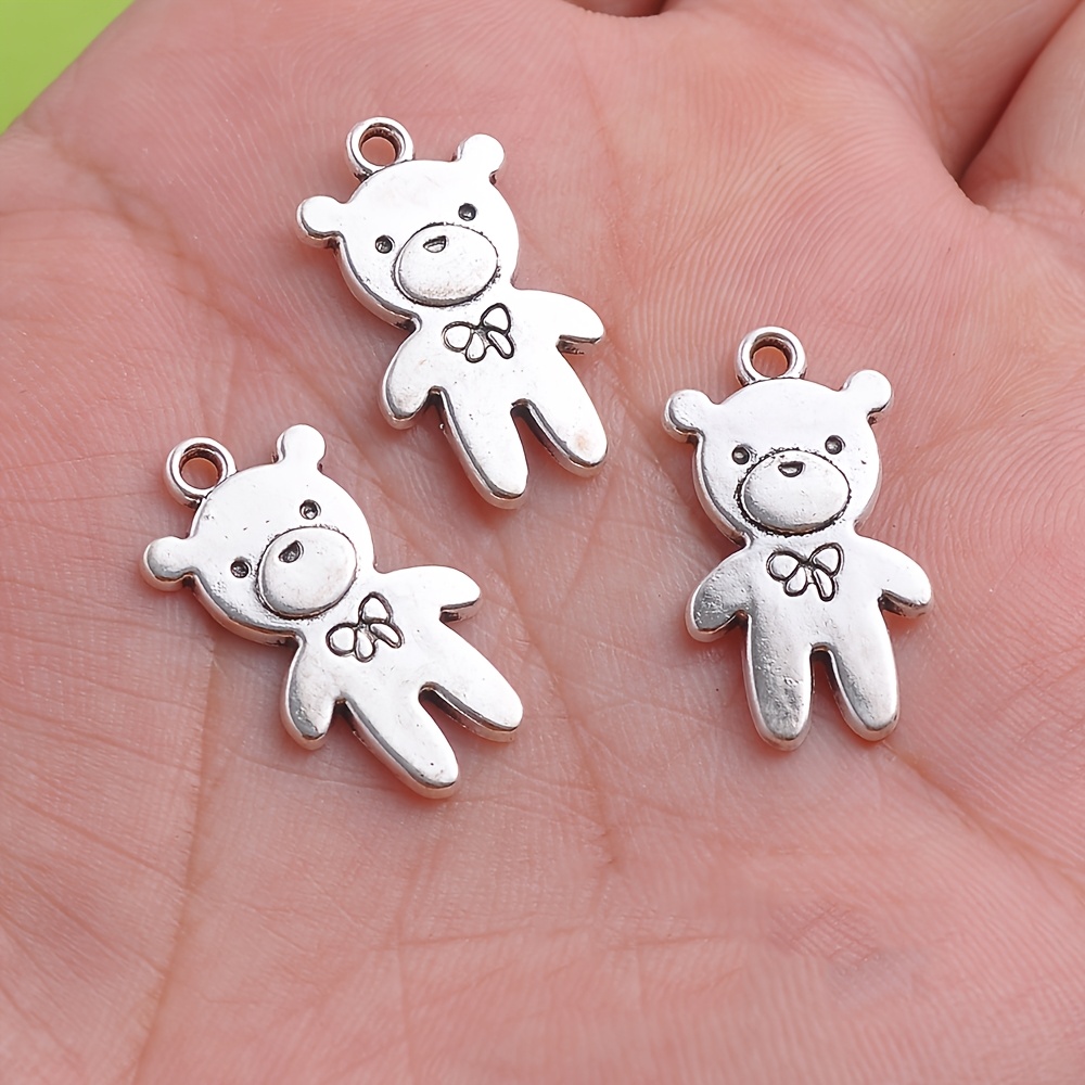 9pc Vintage Minimalist Bow Tie Bear Pendant Set, DIY Gift