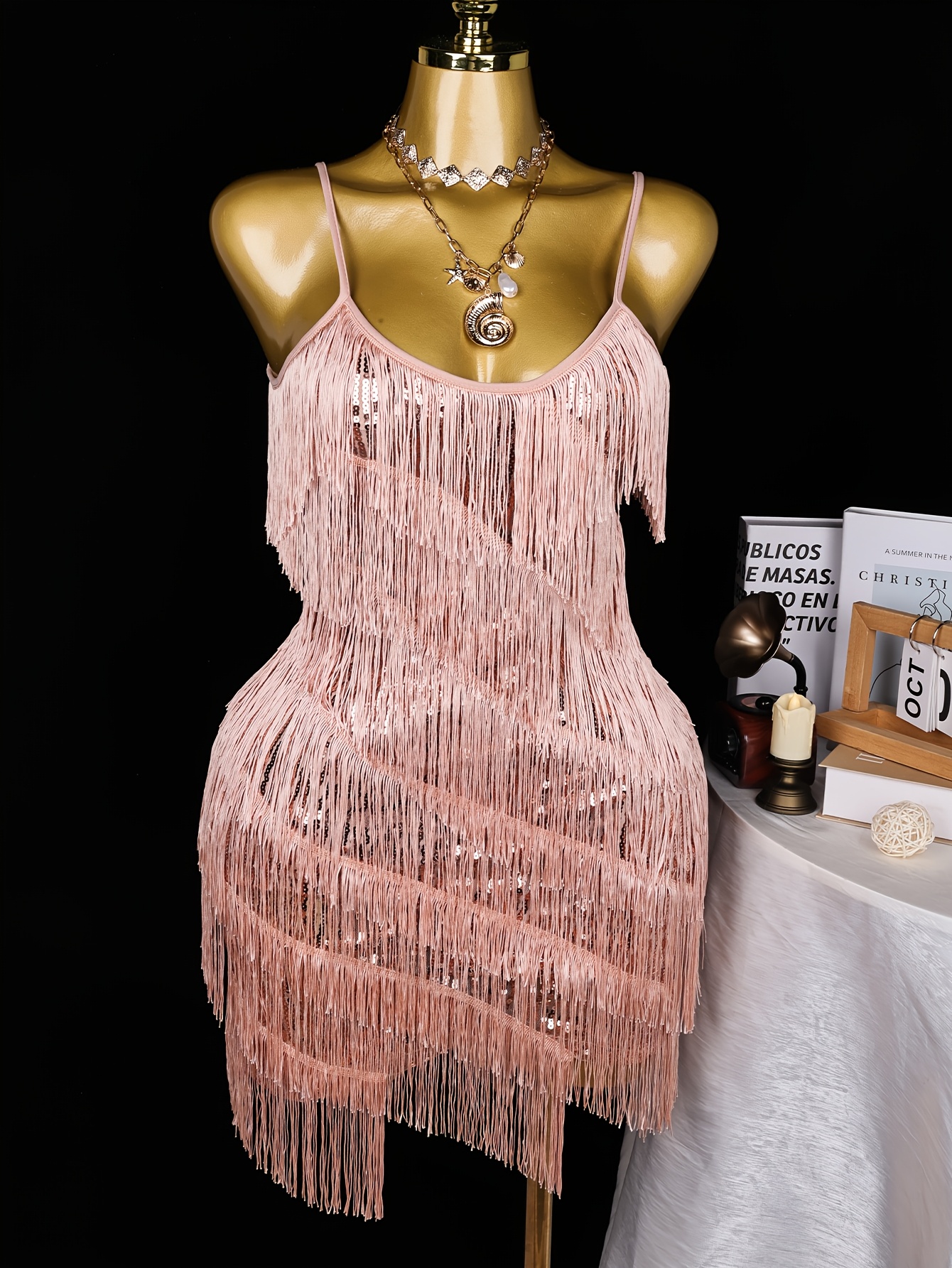 a vibrant dress with sequined tassels and a low neckline, music festivals  and parties | Shop Now For Limited-time Deals | Temu