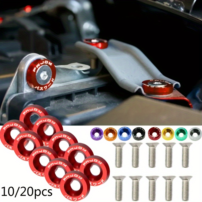 

20pcs Car Modified Hexagonal Fastener Fender Gasket Bumper Engine Concave Screw Aluminum Jdm Electric Bottle Guard Fender Gasket And M6 Screw