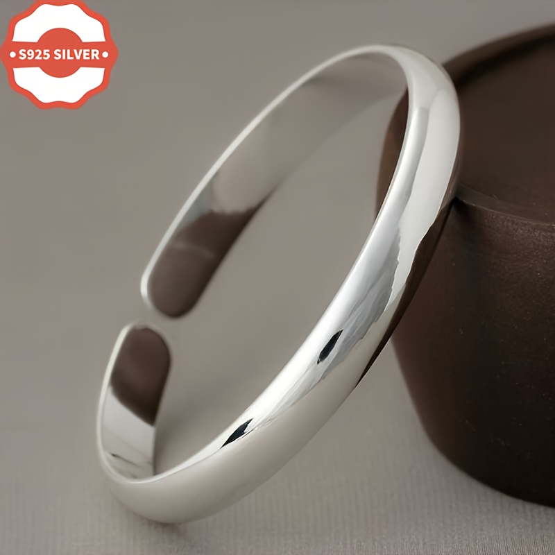 

[ ] 925 Silvery Bangle Bracelet - Hypoallergenic, For -tarnish Box, For &