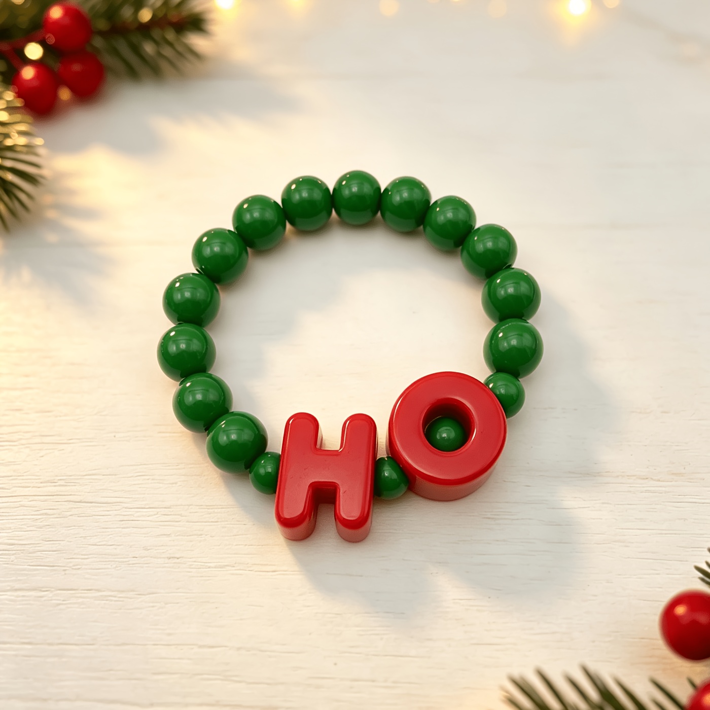 TEMU 1pc Christmas Women's Fashion Bracelet, Christmas Ho Letter Beaded Bracelet, Suitable For Women To Wear At Christmas And As Party Gifts