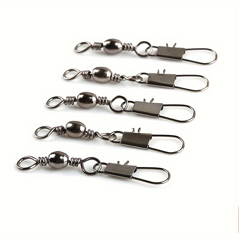 50/100pcs Strong and Secure Fish Hook Connector with Barrel Swivel and  Safety Snap for Freshwater and Saltwater Fishing