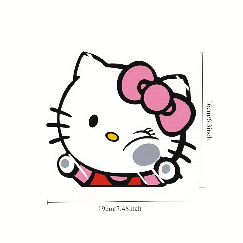 TEMU Hello Kitty Car Sticker - Officially Licensed Pink & Red Bow & Hello Kitty Face Self-adhesive Vinyl Decal, Glossy Finish, Reusable/residue-free