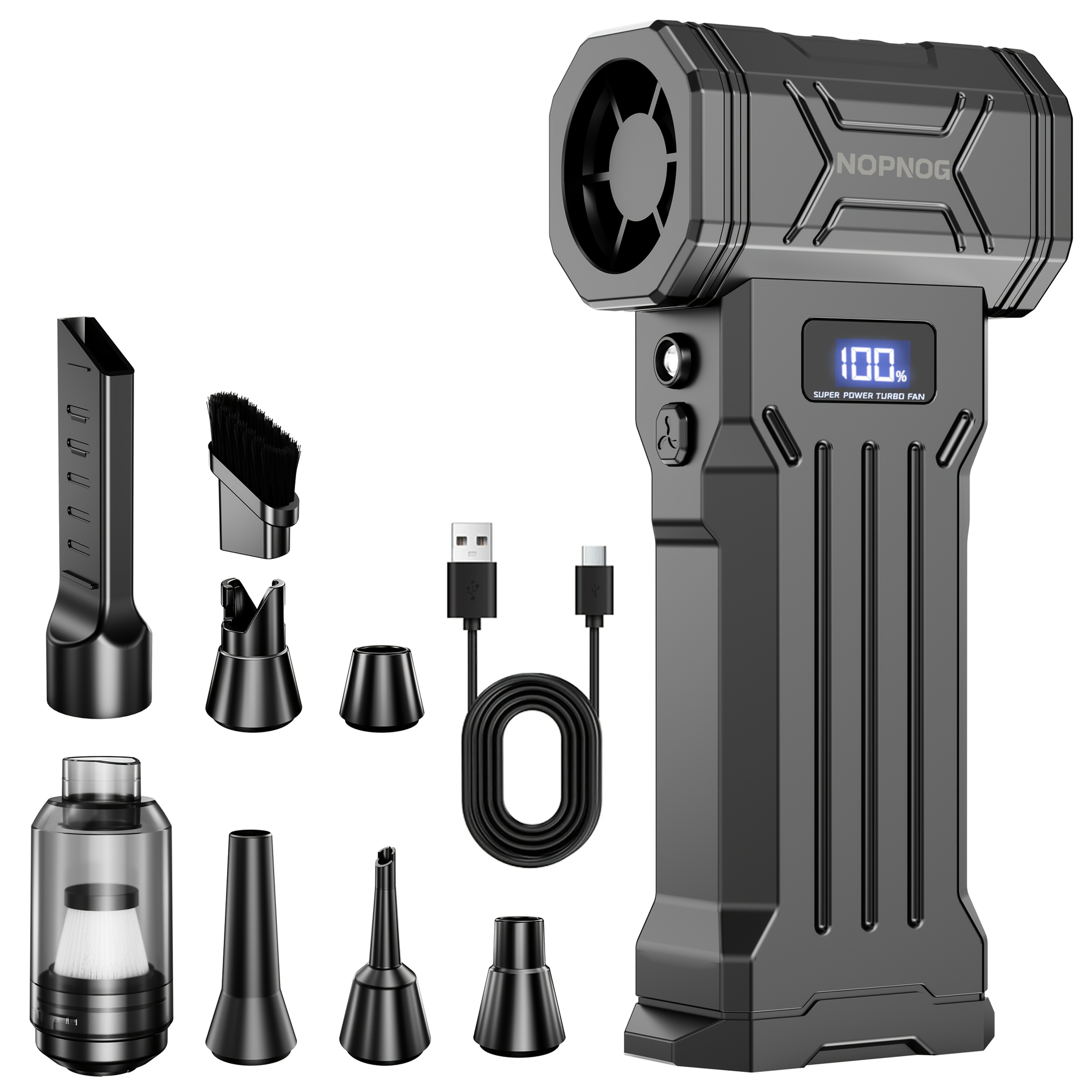 Turbo Fan, 140000rpm Brushless Wireless Handheld Air Blower Digital Display Usb-c Charging Powerful Fan Car Pc Dust Cleaner Outdoor Blower