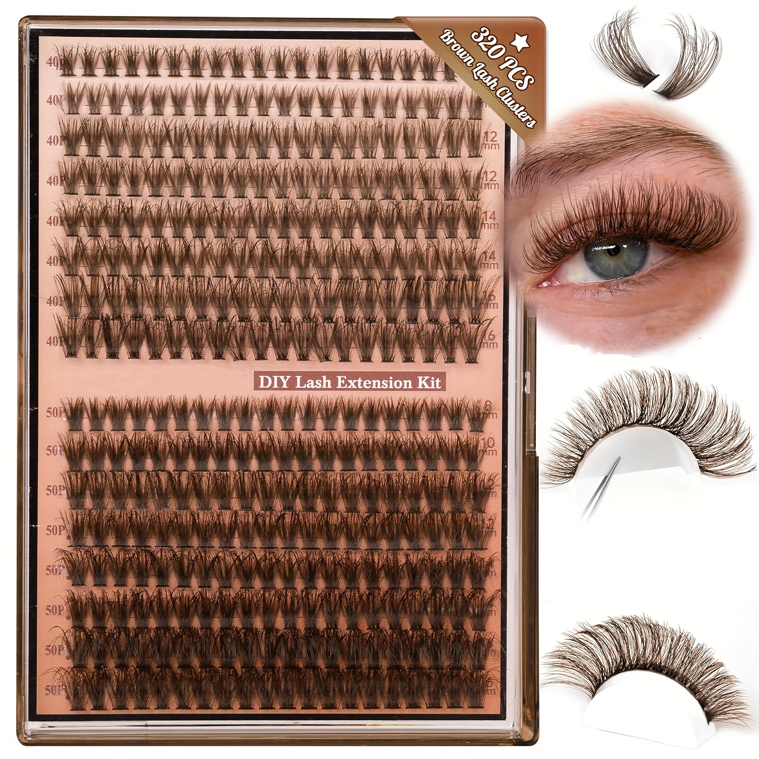 

320pcs Luxelash Extensions Kit, Fluffy & Volume Lashes, 40d+50d Lashes 8-16mm D , Diy Set For Beginners, & , Reusable, Unscented