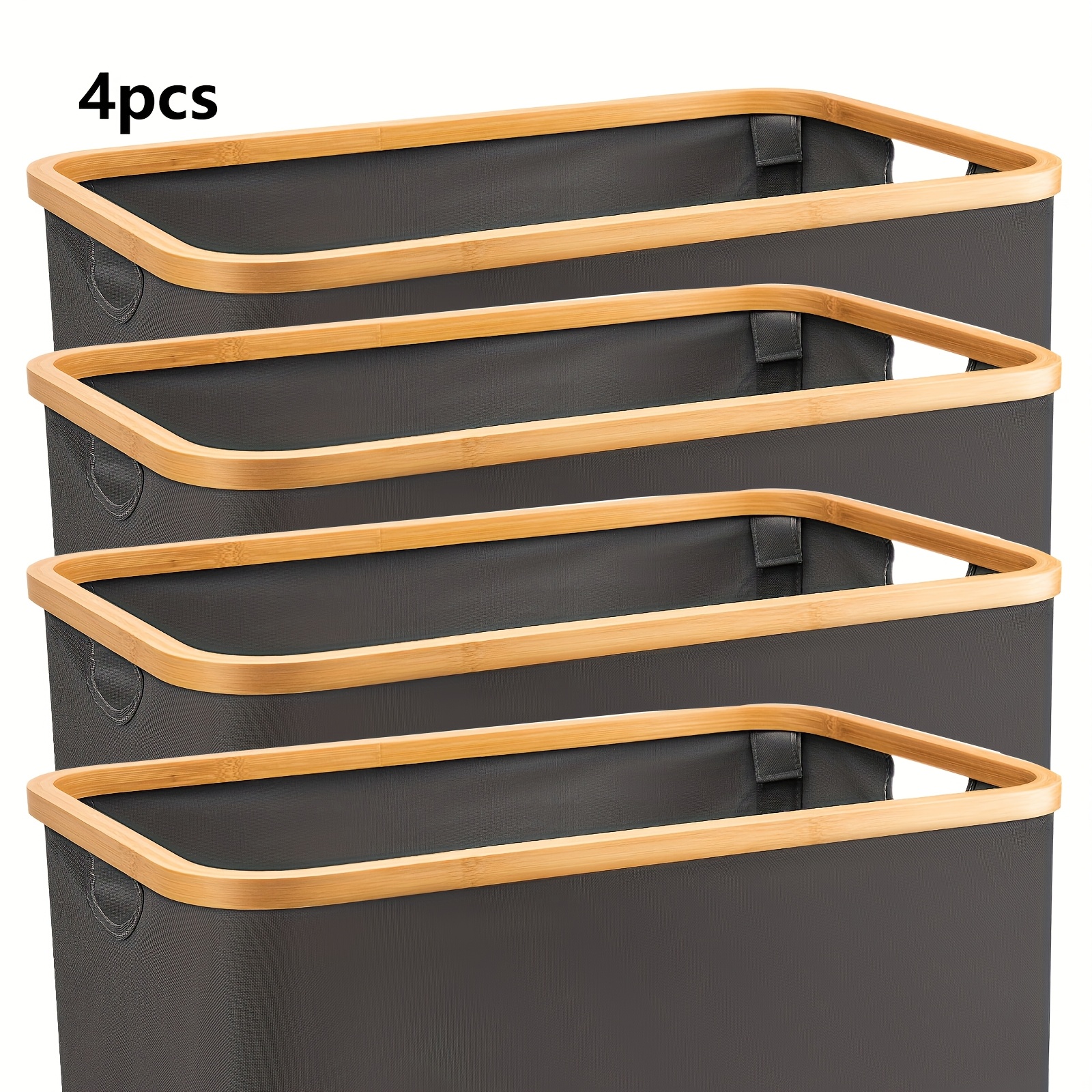 

Set Of 4 Collapsible Laundry Baskets With A Capacity Of 50 , Featuring Handles For . Ideal For Storing Laundry In Bedrooms Or Bathrooms.