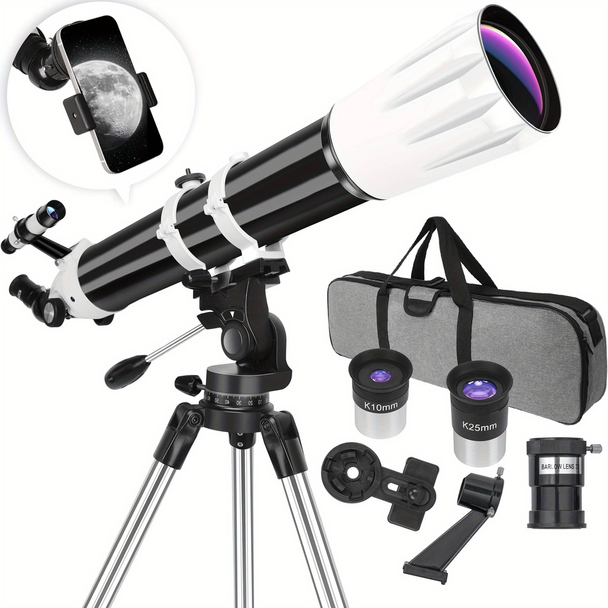 Professional 88mm Aperture 863 Mm Refractor Telescope - High Magnification, Full Coating, Tripod Mount, Carry Case - Ideal For Astronomy Enthusiasts