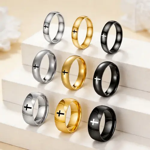 men cross rings sold on Temu United States