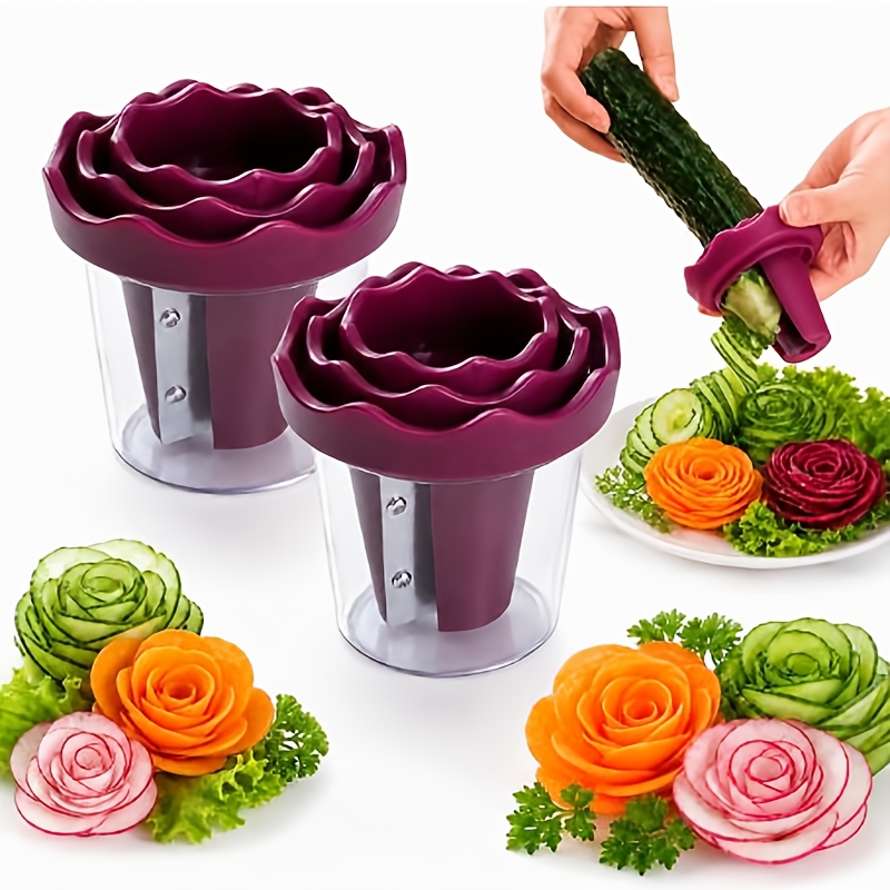 TEMU 2pcs Stainless Steel Spiral Slicer - Multifunctional Vegetable & Fruit Cutter, Creative Carrot Curler For Kitchen And Dining