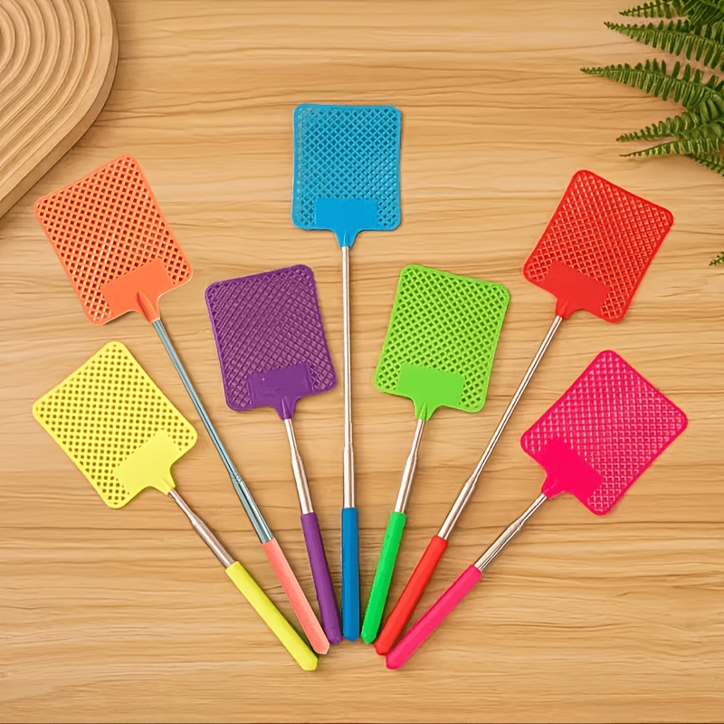 Image of 3 Pack Telescopic Fly Swatter, Stainless Steel Handle Extendable Fly Swatters With Non-slip Grip, Heavy Duty Manual Flyswatter For Home, Kitchen, Bedroom, Indoor & Outdoor Use (random Colors)