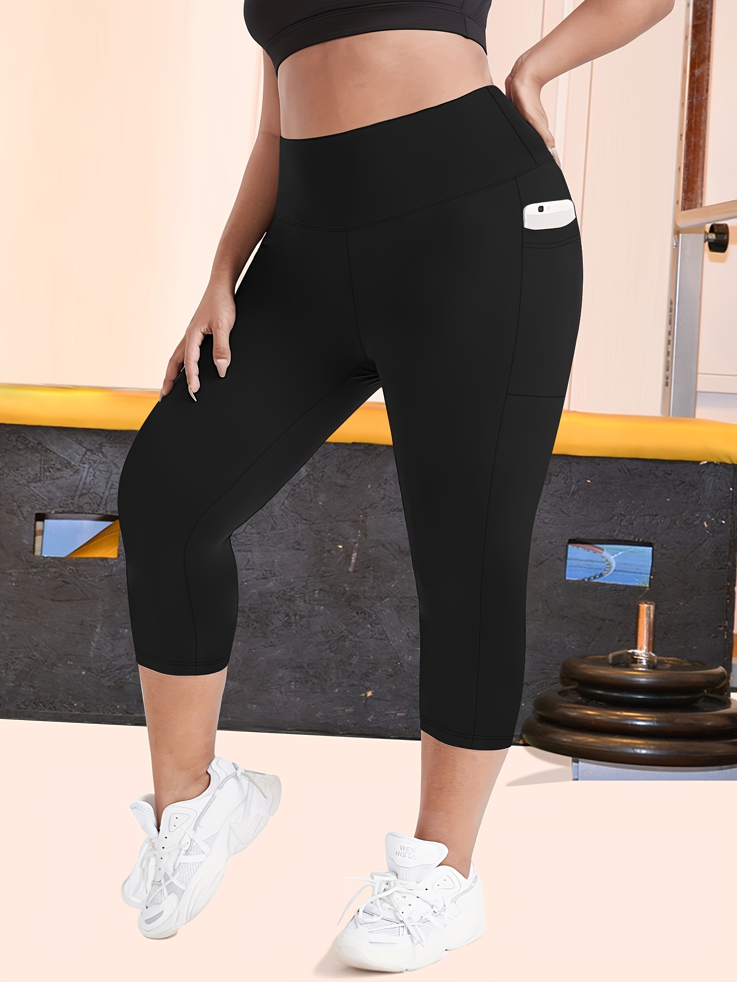 Plus Size High-Waisted Leopard Print Capri Pants with Side Pocket - Stretchy Casual Skinny Jeans for Spring/Summer/Fall, Casual Wear|Leopard Print Pants|Stretchy Fabric