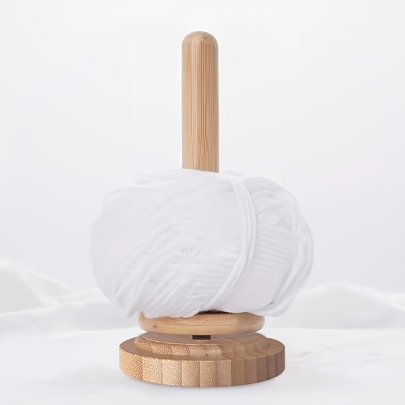 

Bamboo Yarn Holder - Knitting & Crochet Spool Organizer, Tabletop Sewing Accessory, Khaki Color, No Batteries Required