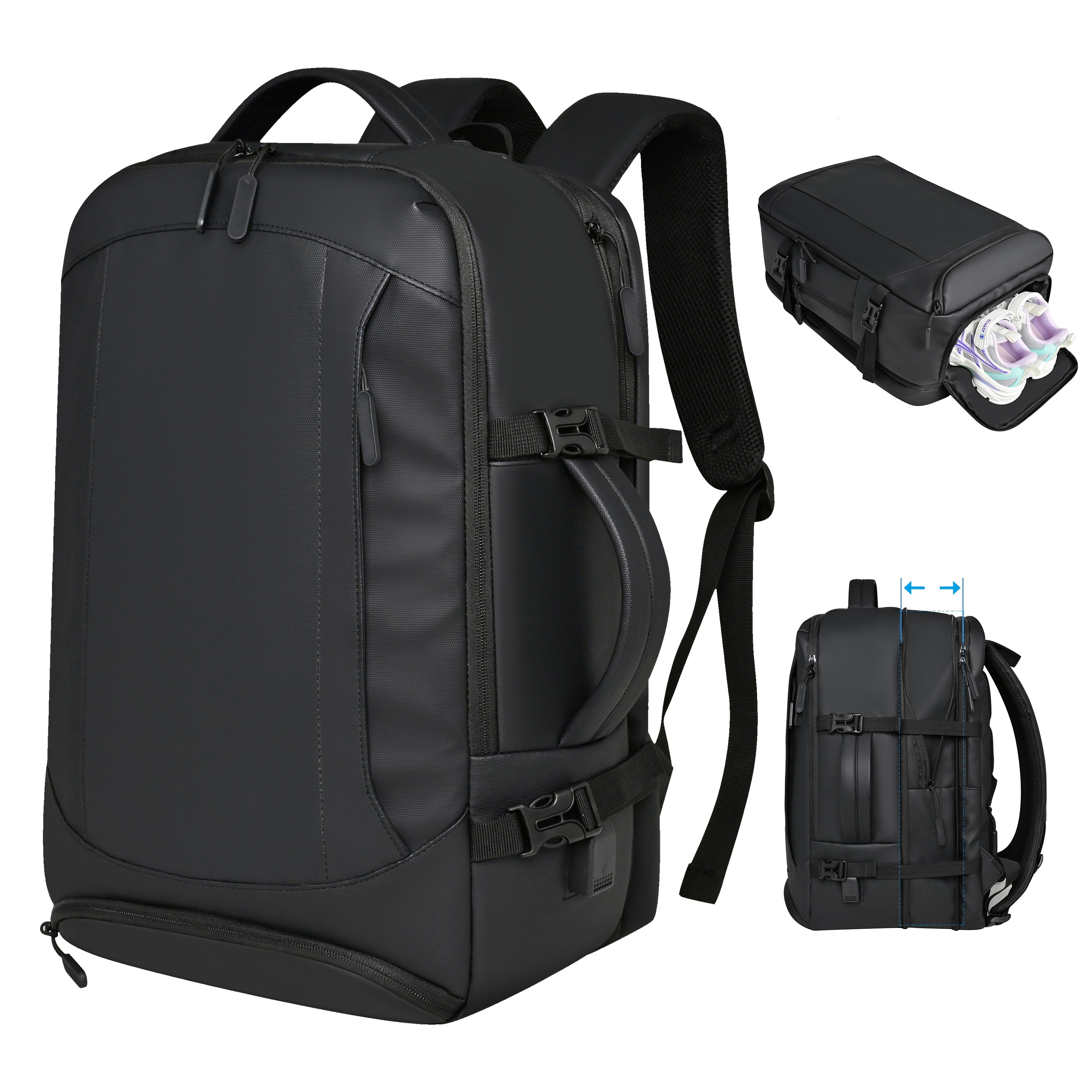 

1pc Large Capacity Multi-functional Expandable Backpack, Waterproof Laptop Storage Business Backpack
