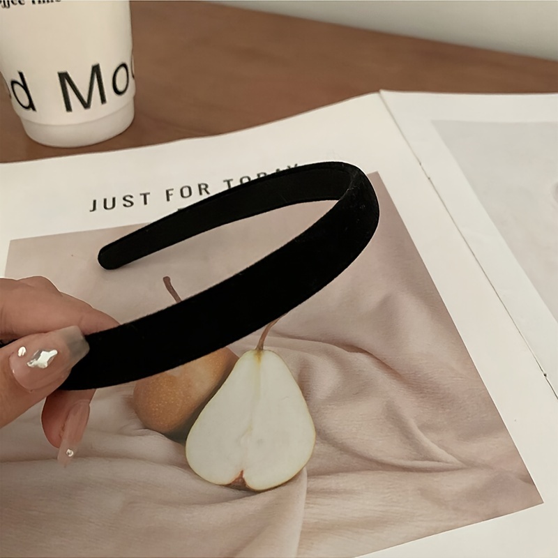 TEMU Fascia per capelli minimalista da donna in velluto con design largo, un elegante accessorio per capelli vintage francese