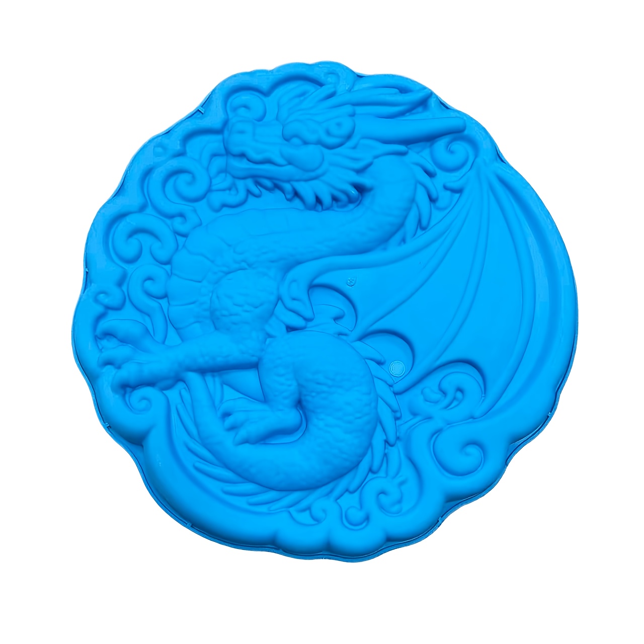 TEMU 1pc Blue Dragon-shaped Outdoor Landscape Stone Mold, Blue Dragon Stepping Stone Mold. This Reusable Diy Cement Casting Mold Can Create Exquisite