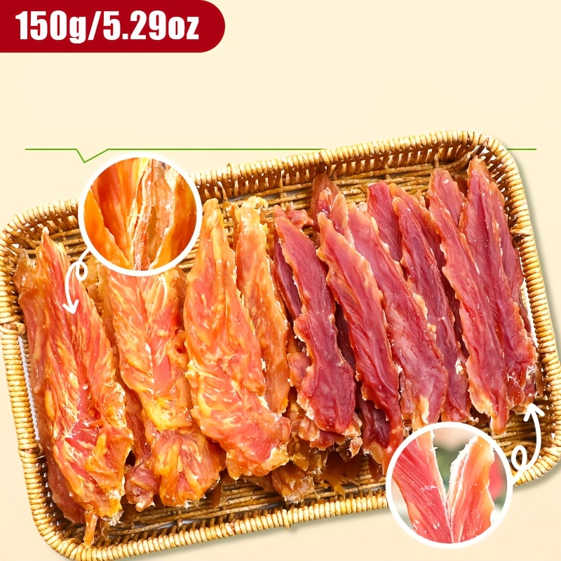 TEMU Chicken And Duck Jerky Dog Treats Mixed Pack Training Reward Meat Strips Air-dried And Duck Breast Snacks For Small Dogs Puppies And Cats Daily