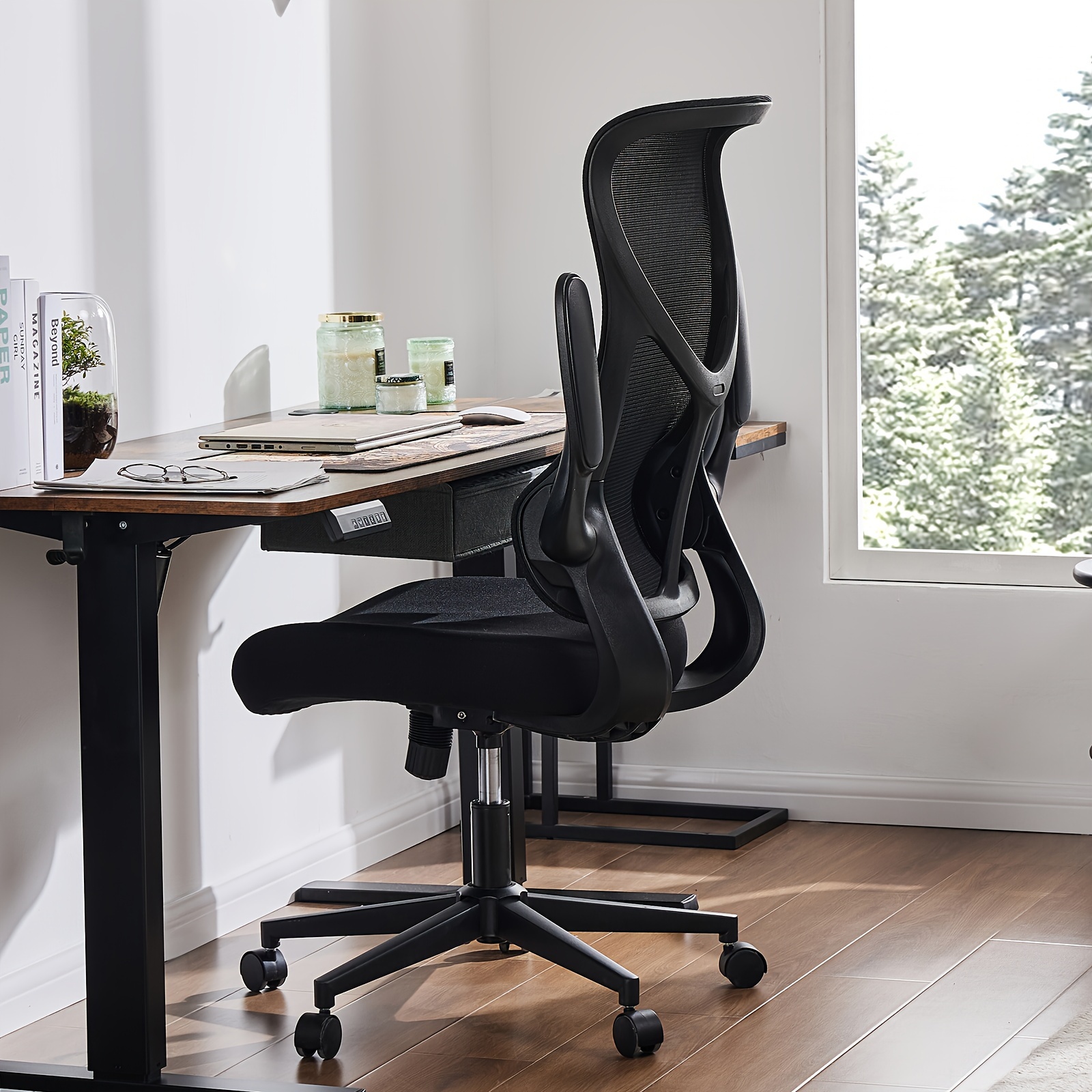 

Smug Ergonomic Office Desk Computer Chair, Comfy Swivel Big And Tall Gaming Mesh With Wheels, Lumbar Support, Adjustable Flip-up Armrests, 120°tilt For Home, Bedroom, Study, Work