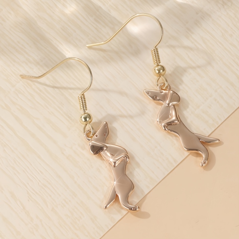 Image of Vintage Copper Sausage Dog Pendant Earrings - Bohemian Style, Ideal For Daily Wear & Halloween Gifts, Durable Jewelry With Intricate Design, Perfect For , Dog Earrings