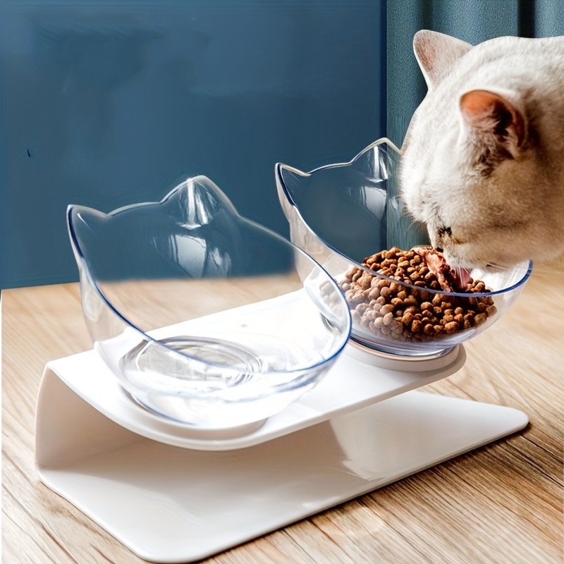 

Cat Feeder Bowls, Pet Feeder, Dog Feeder, Raised 15 Degree Tilt Neck Guard Cat Food Bowl, Water Bowl With Stand, Cat Kitten Feeding Dish Bowl, Pet Supplies