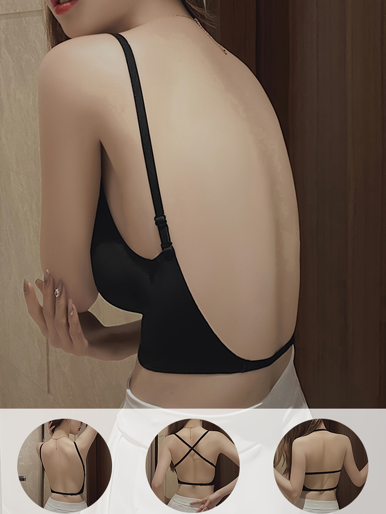Simple Solid Seamless Bra Comfy Breathable Backless Bra - Temu
