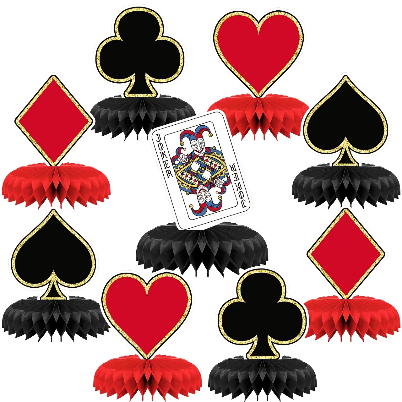 TEMU Ensemble de décoration de fête d'anniversaire sur le thème du poker, 9 pièces, décorations de centre de table en pour poker, décoration de