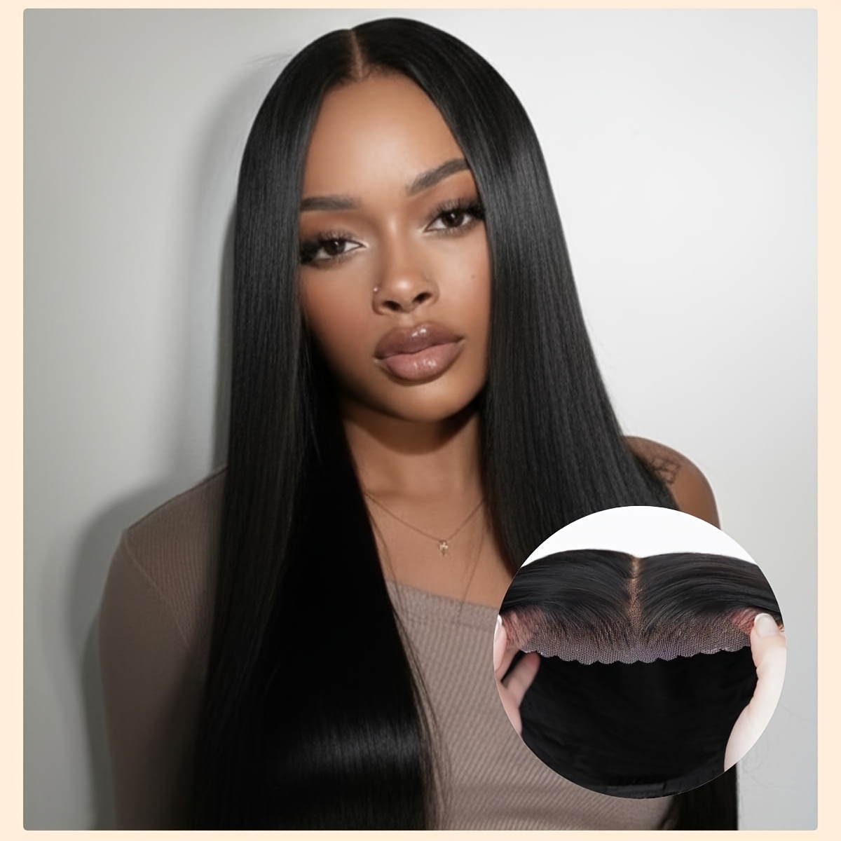 Image of Wear And Use , No Glue Needed, Human Hair Black Straight Wig With Hd Lace Front, Pre-plucked And Pre-cut With Bleached Tiny Knots, 200% Density, 12a Straight Wig Designed For Women