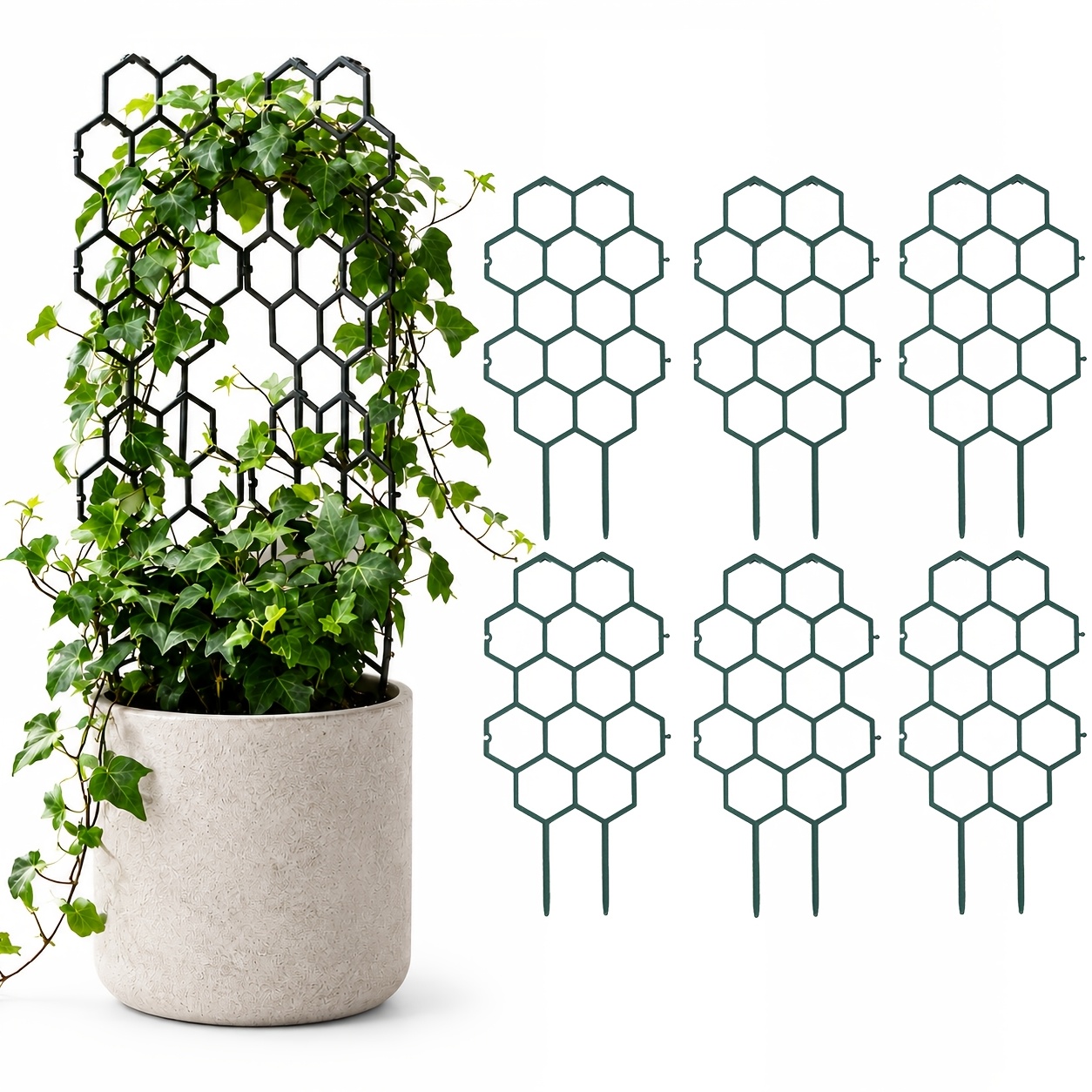 TEMU A Set Of 6pcs, Measuring 12.6 Inches X 6.5 Inches, Designed As A Honeycomb-shaped Climbing Plant Support Frame. Made Of Rust-proof Plastic Rods,