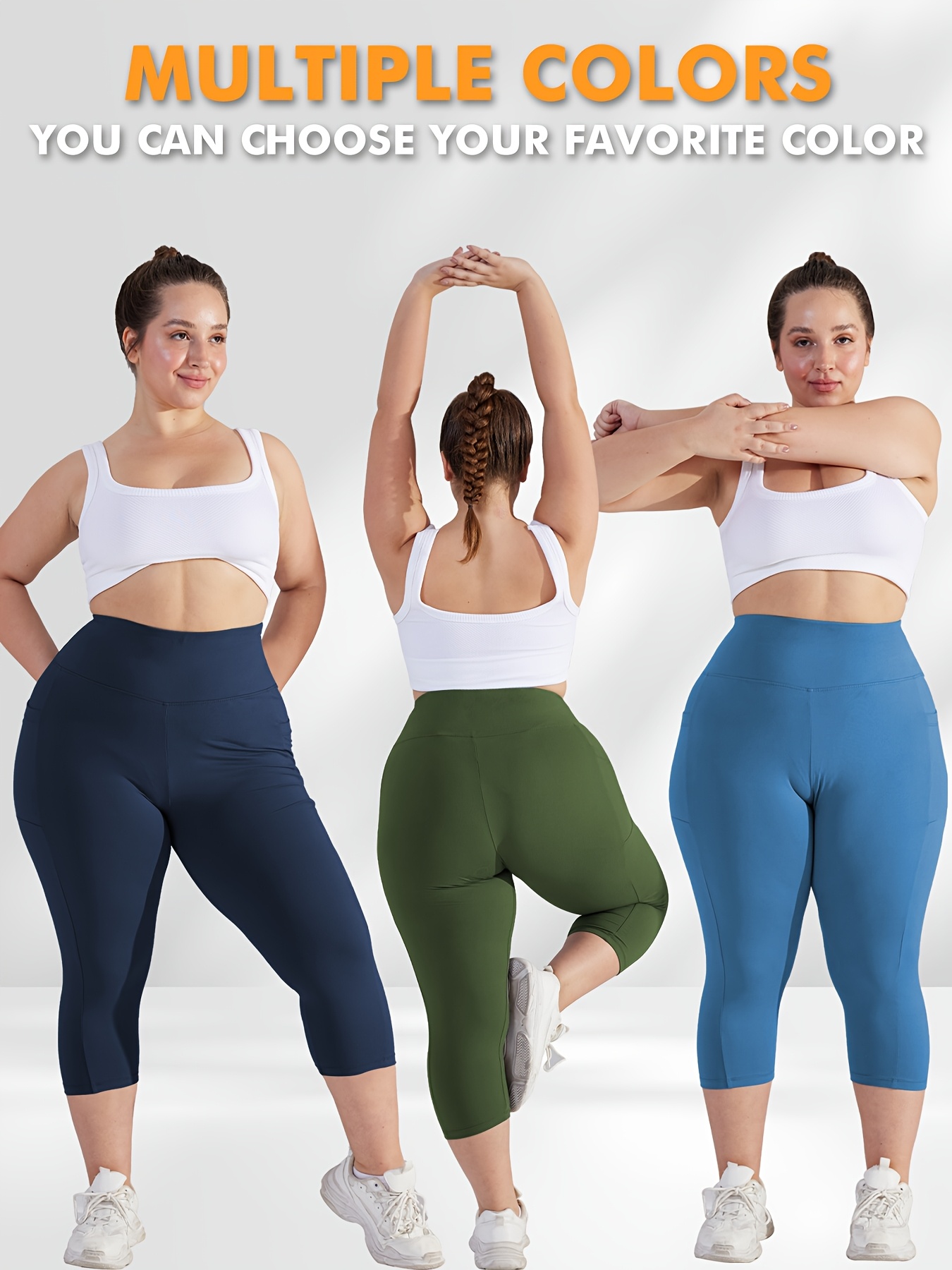 Women'S High-Waisted Side Pockets 7-Inch Pants - Stretchy, Comfortable, and Stylish for Spring/Summer/Fall - Solid Color, Slim Fit, Side Pockets for Everyday Comfort, Casual Wear Pants | Highwaisted Leggings | Stretchy Fabric