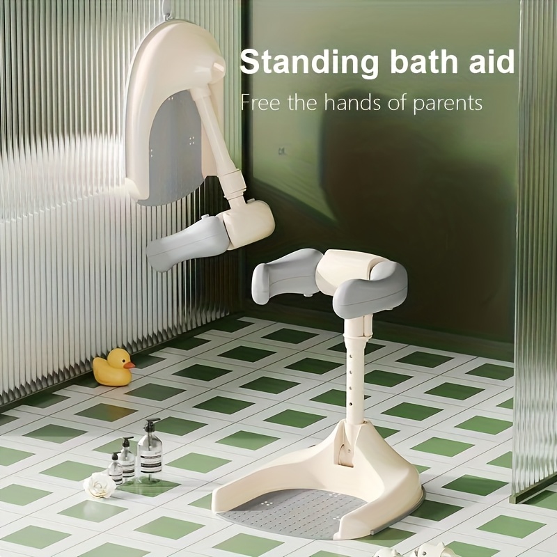 Adjustable Folding Baby Standing Bathtub Stand, Non-Slip Children's Bathing Aid, Household Bathtub Rack for Standing Hair and Bottom Washing