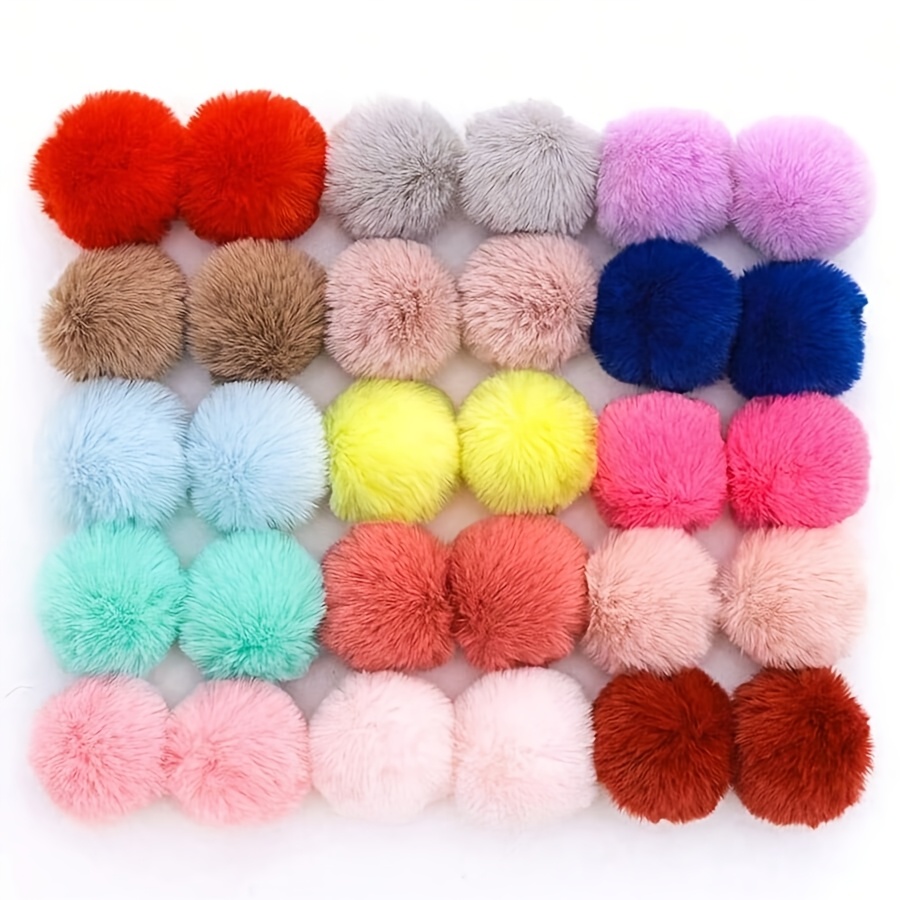 

10pcs Rabbit Fur Pom Poms, 2-inch Fluffy Polyester, For Diy Crafts, Christmas Decorations, Car Accessories, Clothing, Toy Embellishments