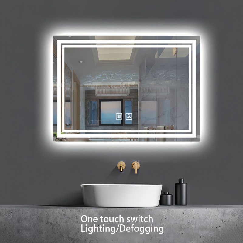 1pc Espejo De Baño LED Inteligente Montado En La Pared Con - Temu