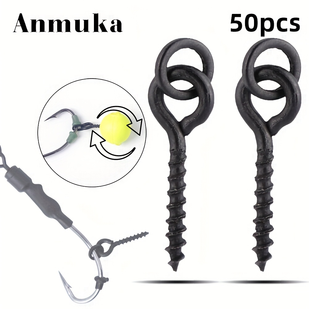 TEMU 50pcs Bagged European Carp Fishing Locking Snap Anti-sink Float Beads, Bait Threading Screws, European Style Pond Fishing Pellet Bait Small