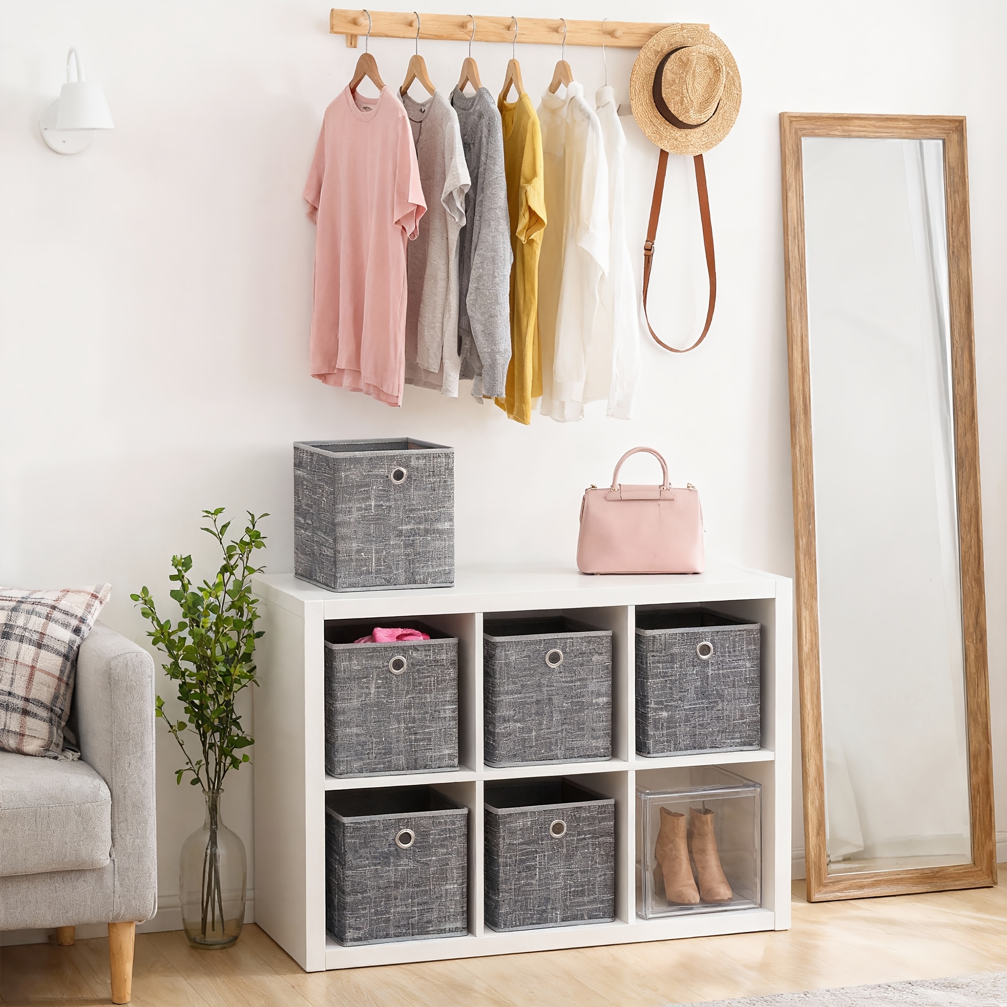 Storage Boxes, Set Of 6, Made Of Non-woven Fabric With Handle, 26 X 26 X 28cm, Organizer Box, For Cube Shelf, Folding Box, Under-bed Storage