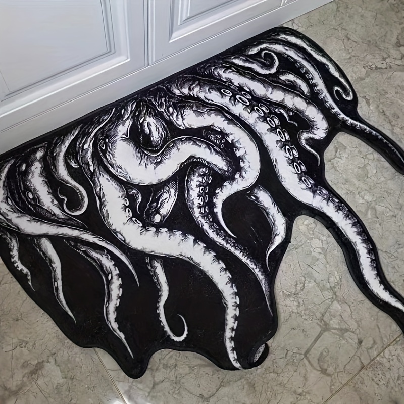 

Microfiber Gothic Octopus Tentacles Area Rug - Hand Washable Non-slip Doormat For Office, Bedroom, Living Room, And Bathroom Home Decor - 24x23 Inches