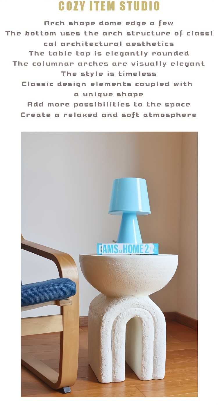 1pc   minimalist arch side table artistic small coffee table round   cafe design sofa living room height 18 1 inches details 1