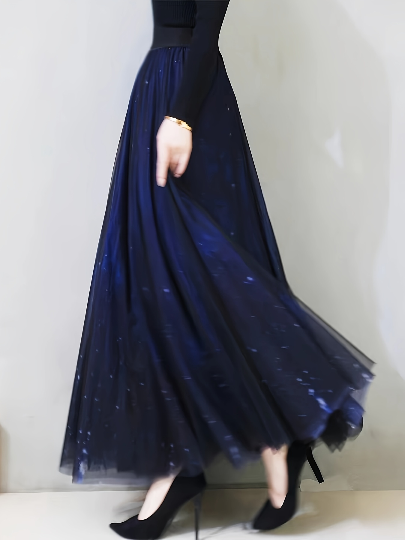 elegant navy blue starry mesh overlay skirt women Temu Nigeria