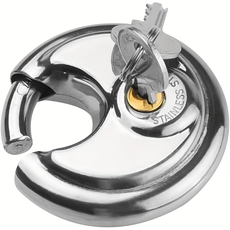 1set, + , Discus Padlock Set, Round Shackle Lock With Keys For Locker, Shed, Garage, Fence, Warehouse, Gym - Durable Security Locks