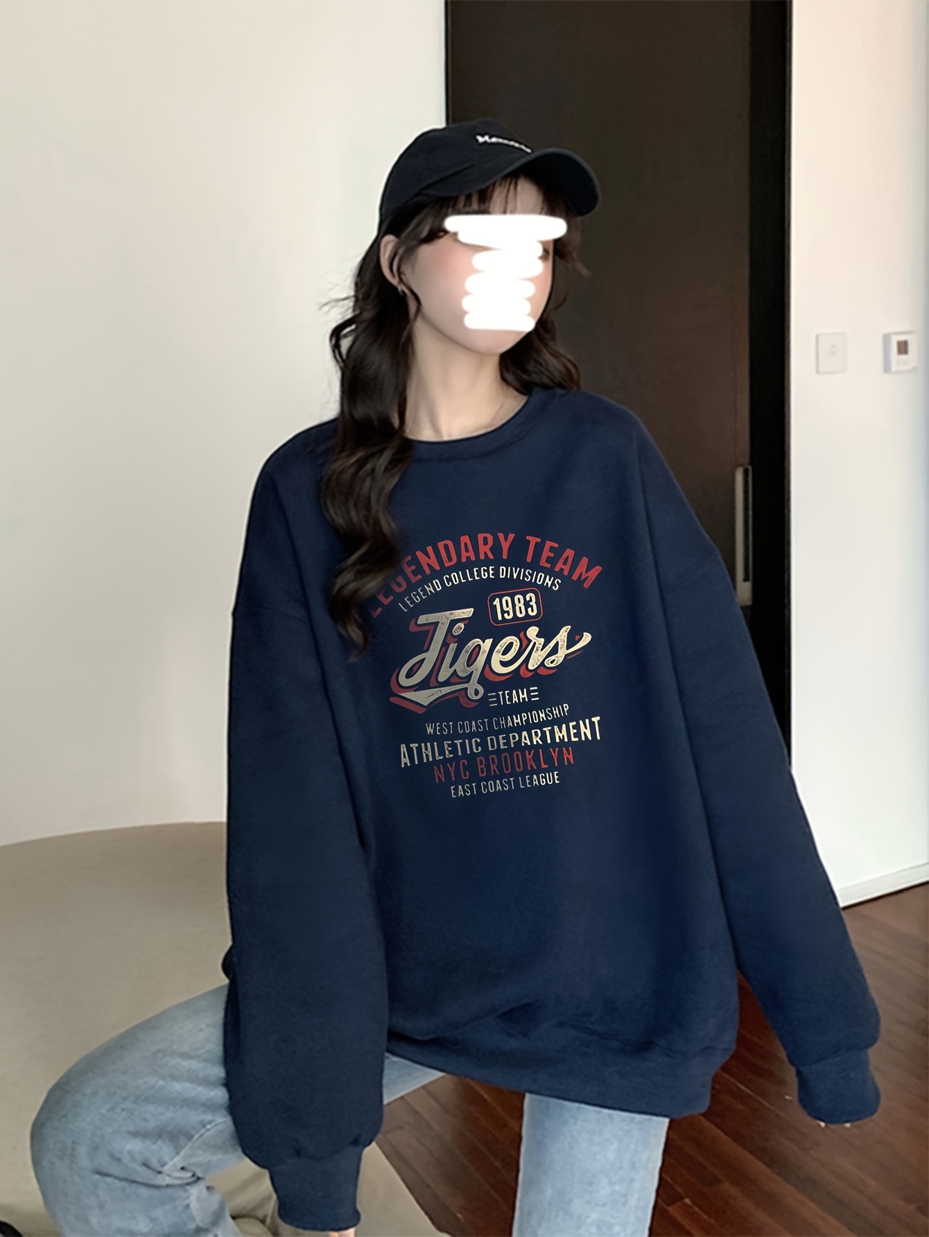 camiseta oversize larga mujer estampado equipo Temu Colombia