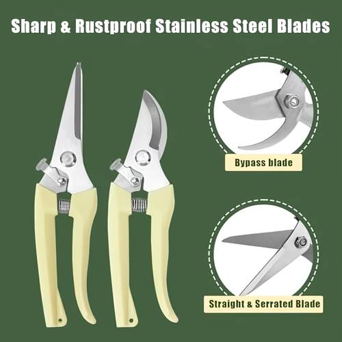 pruning shears for thick branches straight blade for fine branches dual style high carbon steel saving household fruit tree and potted plant gardening shears