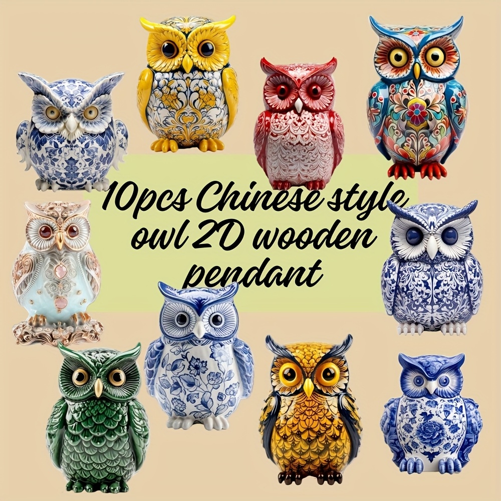 

10pcs Chinese Wooden Pendants, Decorative 2d Wood For Classroom, Home, Study, Garden Decor - Christmas, New Year, Valentine's Day Gifts