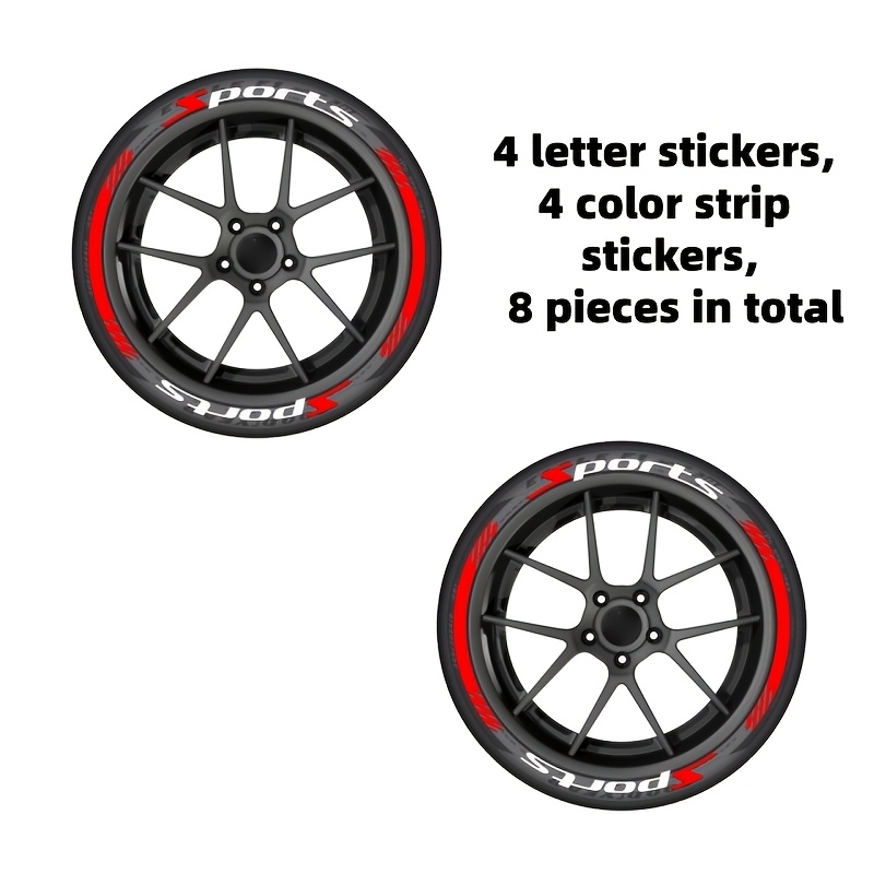 TEMU Pack Of 8, Sport 1pc Quick Paste, Stickers, For Car/ Motorcycle , Pvc Material, Car Racing Performance Tire Letter Stickers, Car Modification Decoration, Decals