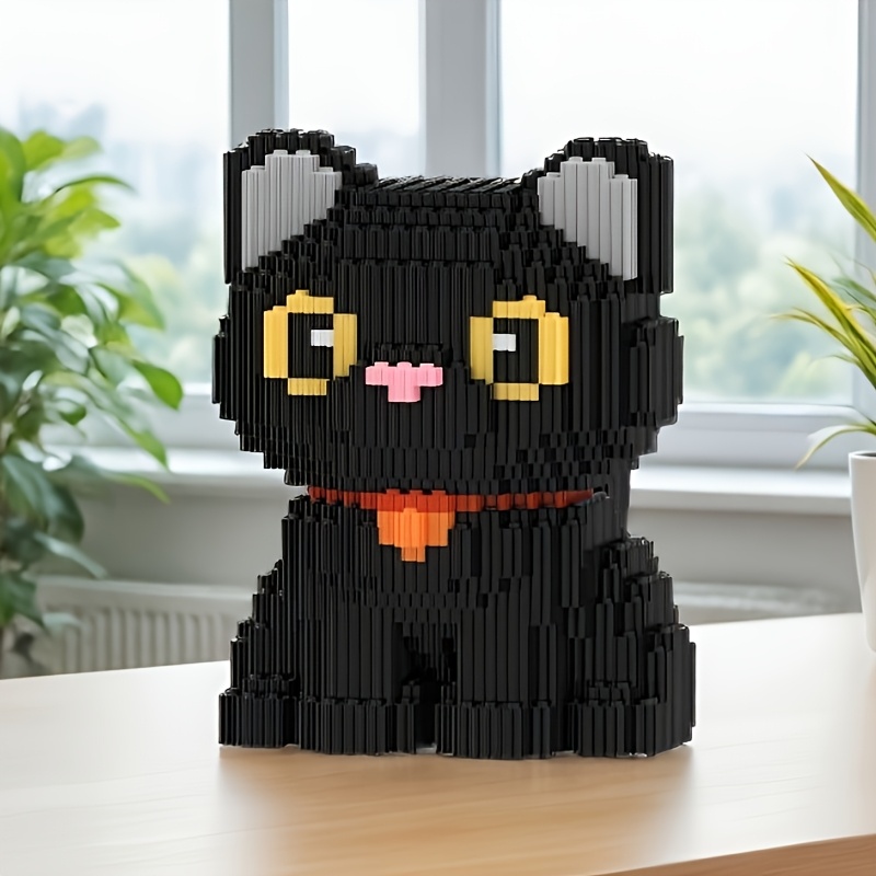 TEMU 2026 New 1010 Large Grain Cute Big- Black Cat Assembly Block Puzzle Office Living Room Ornament Gift For 6436